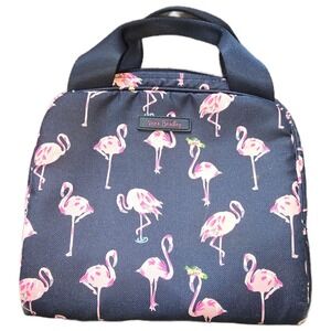 Vera Bradley Flamingo Lunch Bag Insulated Cooler Tote Navy Pink Tropical Zip